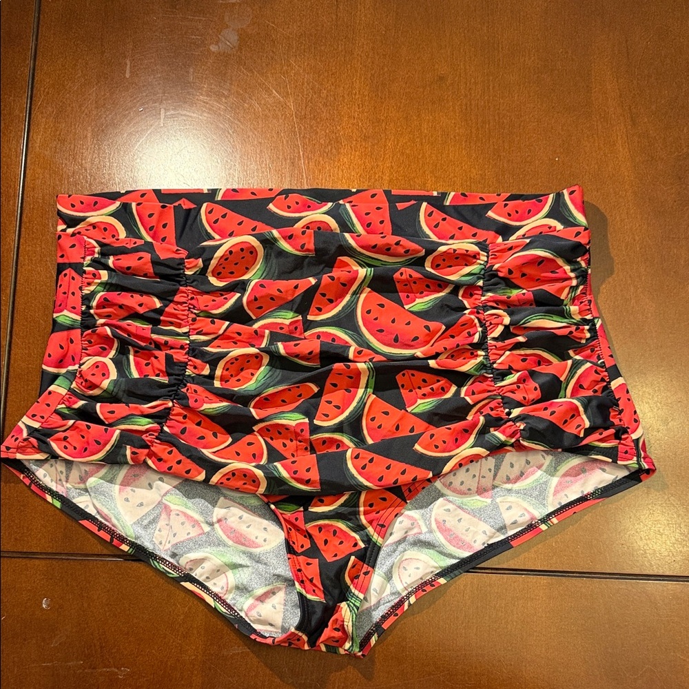 Unique Vintage Watermelon Patterned High Waisted Swim Shorts